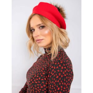 Red beret with pompoms
