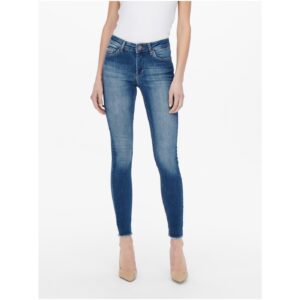 Tmavě modré dámské skinny fit džíny s vyšisovaným efektem ONLY Bl -