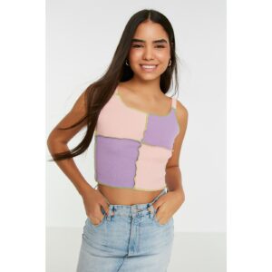Trendyol Lilac Color Block Fitted Corduroy