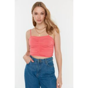 Trendyol Pomegranate Blossom Pleated Crop Knitted