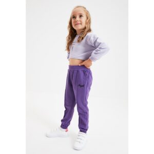 Trendyol Purple Embroidered Jogger Girl Knitted