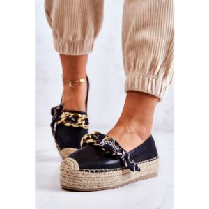 Women's leather espadrilles with a