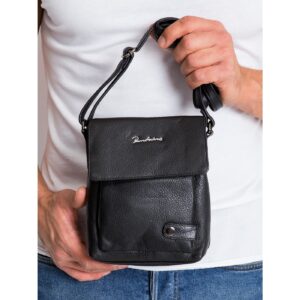 Men's black leather handbag