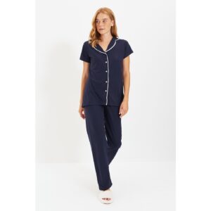 Trendyol Navy Blue Piping Detailed Knitted