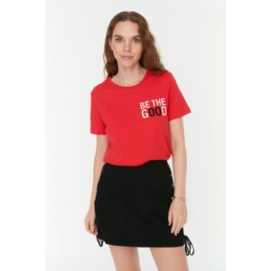 Trendyol Red Embroidered Basic
