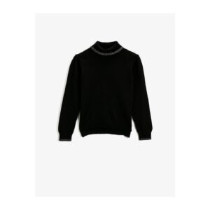Koton Crew Neck Sweater Collar Shimmer Detailed Long