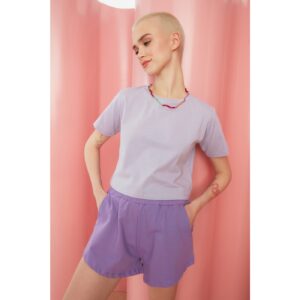 Trendyol Lilac Decollete Semifitted Knitted
