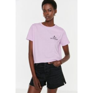 Trendyol Lilac Printed Basic Knitted