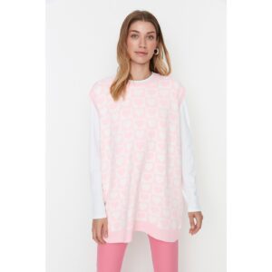 Trendyol Pink Heart Patterned Knitwear