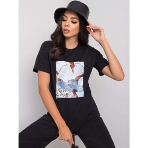 Black T-shirt with a print and