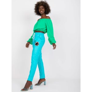 Blue high-waisted eco-leather pants from