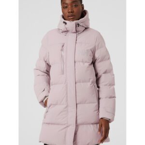 Světle růžový dámský zimní prošívaný kabát