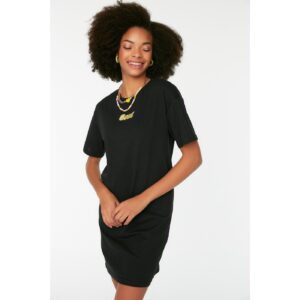 Trendyol Black Embroidered T-shirt Knitted