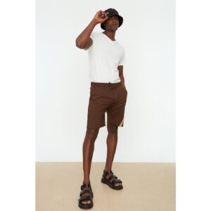 Trendyol Men's Brown Regular Fit Paneled Shorts