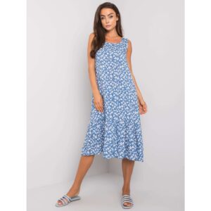 Blue patterned dress with frill