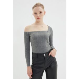 Trendyol Anthracite Asymmetric Collar Knitted