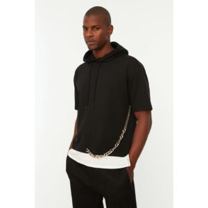 Trendyol Black Men's Relaxed Fit Hooded Chain Detail