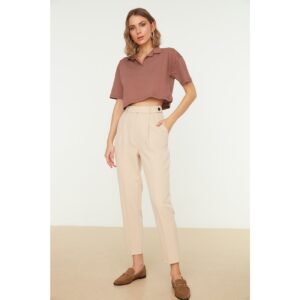 Trendyol Brown Polo Neck Crop Knitted
