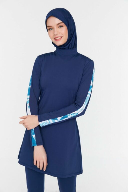 Trendyol Navy Blue Sleeve Printed Long Sleeve