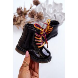 Children's Boots Laquered With Zipper Black