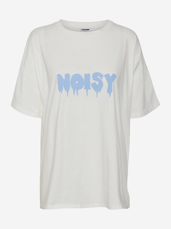 Bílé volné tričko s nápisem Noisy