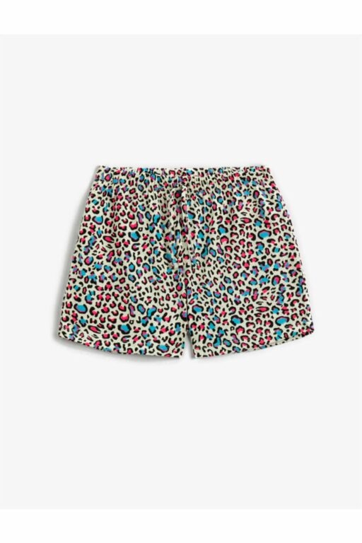 Koton Leopard Patterned Shorts Cotton Tied