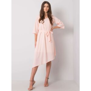 Light pink asymmetrical dress with a