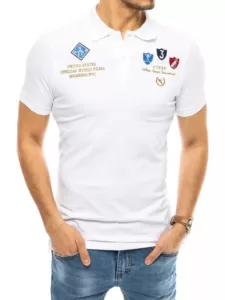 Men's white polo shirt with embroidery