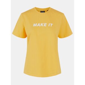 Žluté tričko s nápisem Pieces