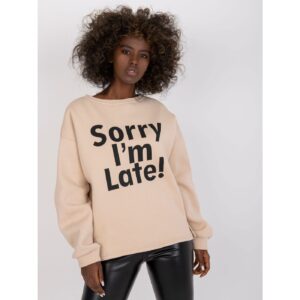 Beige oversized sweatshirt with a print without the