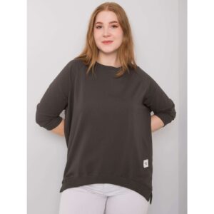 Dark khaki cotton plus size sweatshirt from