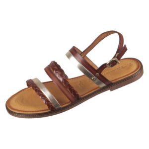 Hnědé kožené sandály Tamaris -