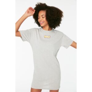 Trendyol Gray Embroidered T-shirt