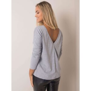 Gray melange blouse with a neckline on