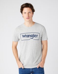 Světle šedé pánské tričko s nápisem Wrangler -