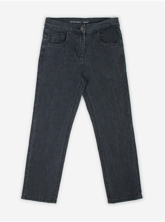 Tmavě šedé holčičí straight fit džíny