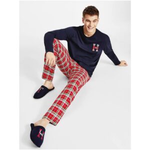 Tommy Hilfiger Sada modro-červeného kostkovaného pyžama s