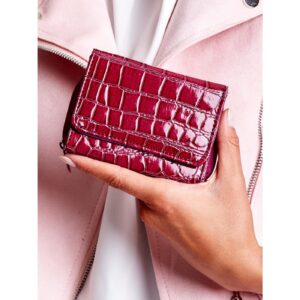 Women's dark red wallet with a crocodile