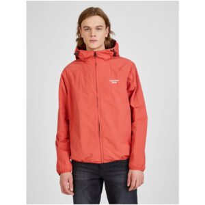 Červená pánská vzorovaná lehká bunda s kapucí Calvin