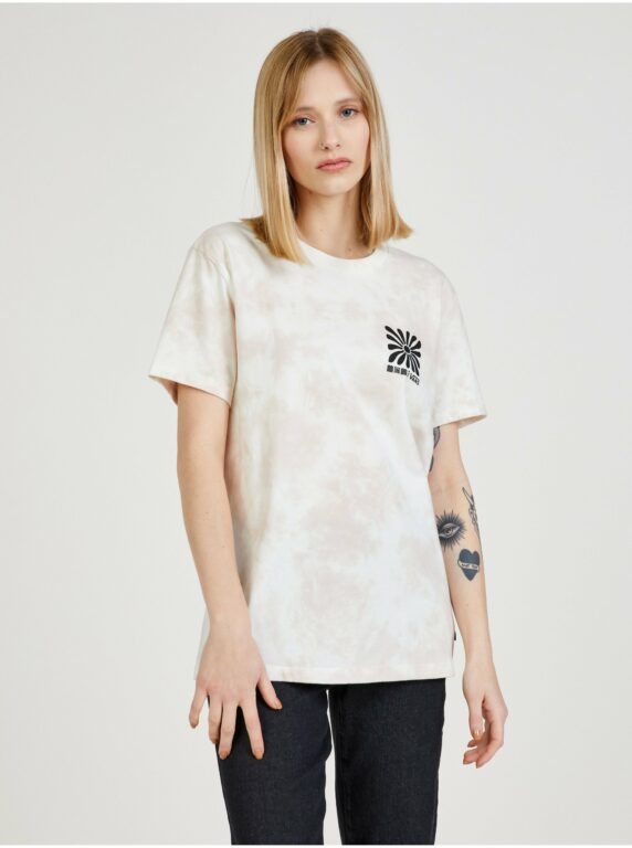 Růžovo-bílé dámské vzorované tričko