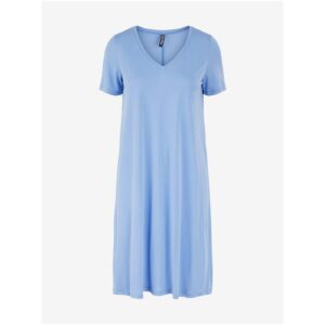 Světle modré volné basic šaty Pieces