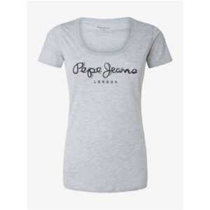 Světle šedé dámské tričko Pepe Jeans Pam -