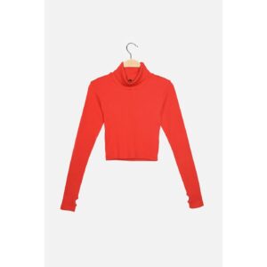 Trendyol Red Turtleneck Ribbed Knitted