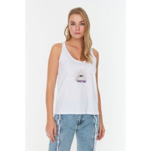 Trendyol White Embroidered Basic Knitted