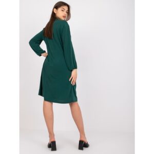 Dark green loose-fitting dress with long sleeves from