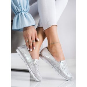 GOODIN SILVER LEATHER MOCCASINS