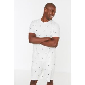 Trendyol Ecru Printed Knitted Pajamas