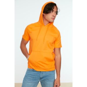 Trendyol Orange Men Regular Fit Hooded Kangaroo Pocket