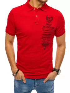 Red men's polo shirt with embroidery Dstreet