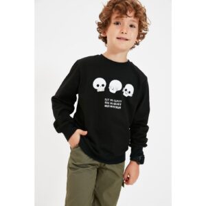 Trendyol Black Halloween Printed Boy's Knitted